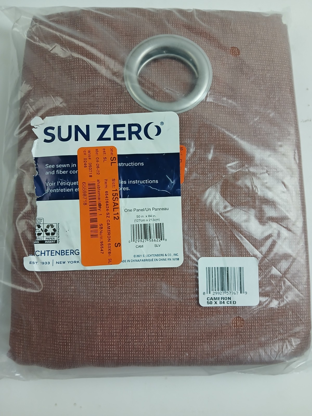 NEW Sun Zero One Panel Tab Top Curtain ‘Cedar Brown’ 50″ X 84″ CT130
