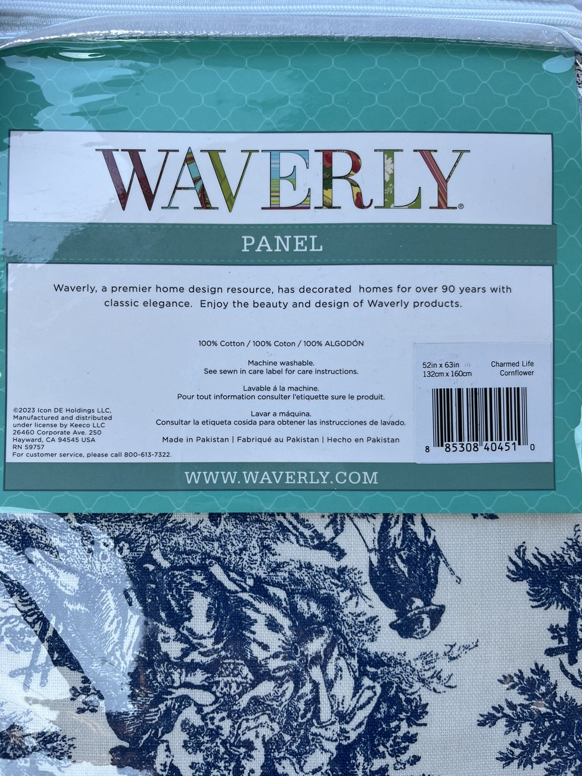 WAVERLY Charmed Life Cornflower Back Tab Rod Pocket 1 PANEL CURTAIN blue 52×63