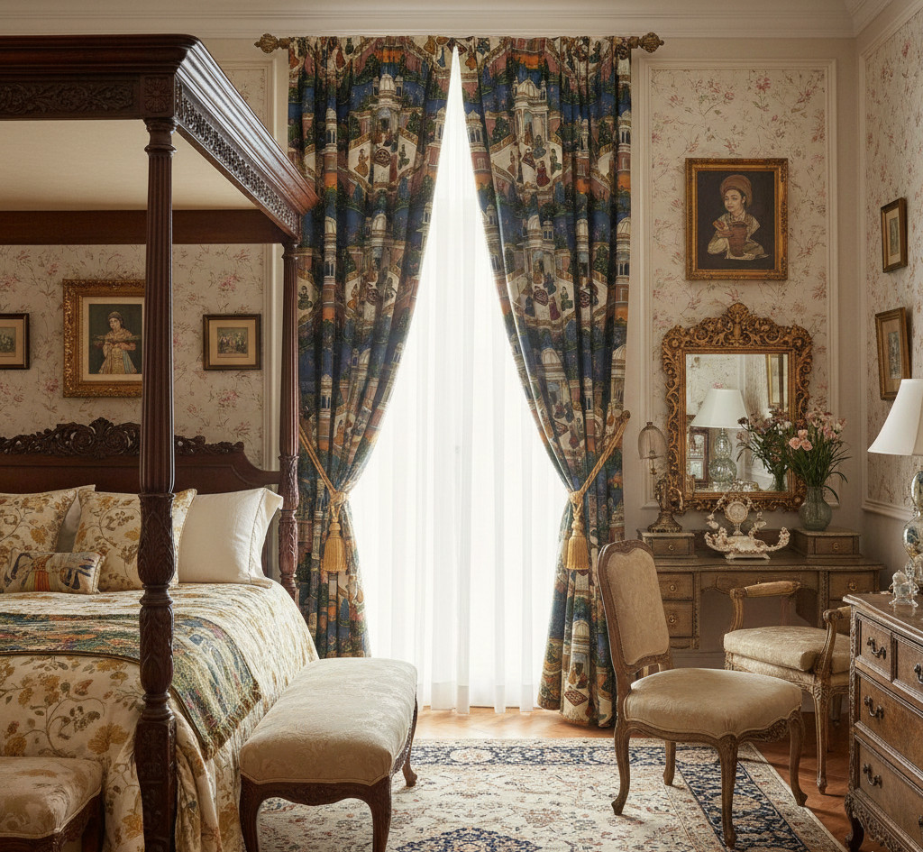 Royal palace complex Dense Floral , Living Room 70% Light Blocking