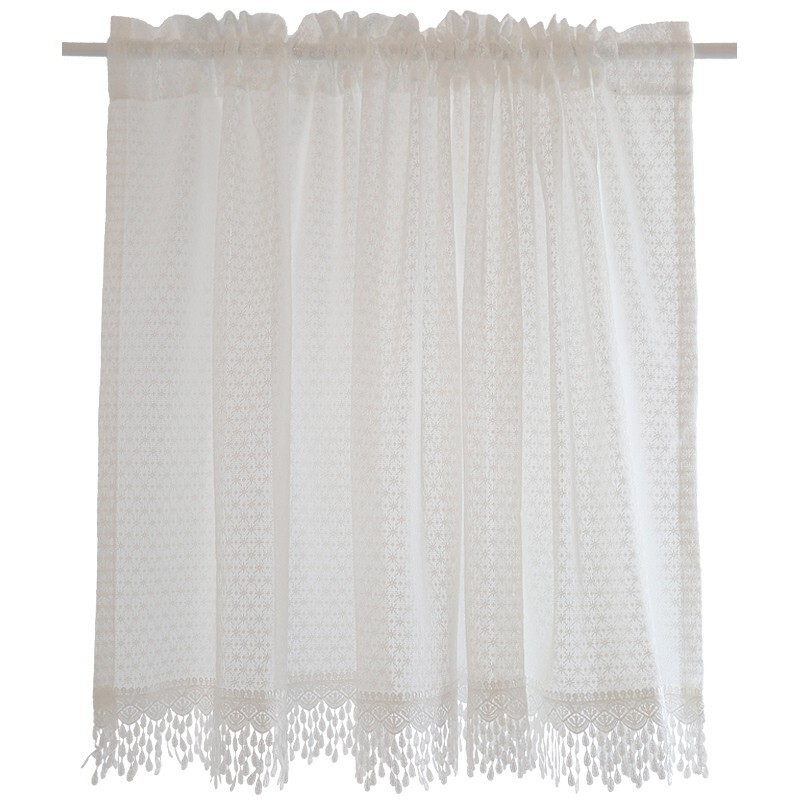 1pc Sheer White Lace Short Half Curtain Cafe Small Window Valance Drape Kitchen