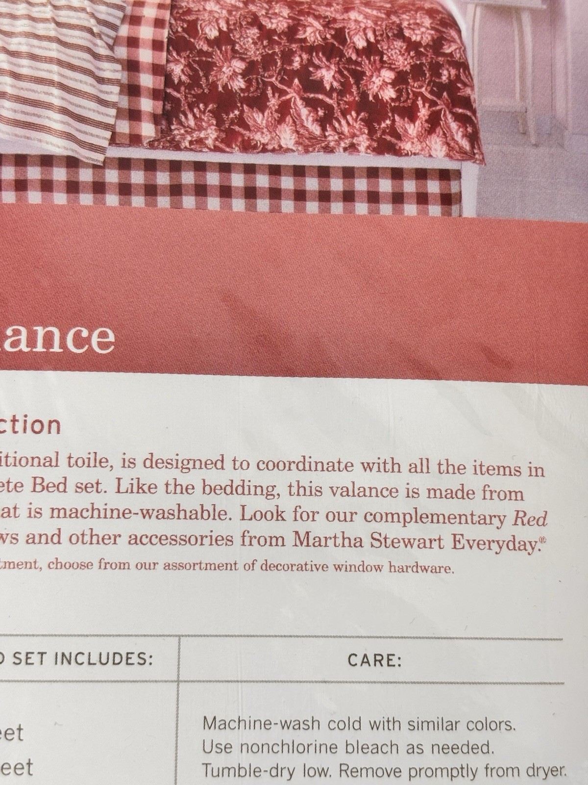 Martha Stewart Everyday Vintage 2002 Red Toile (1) Valance