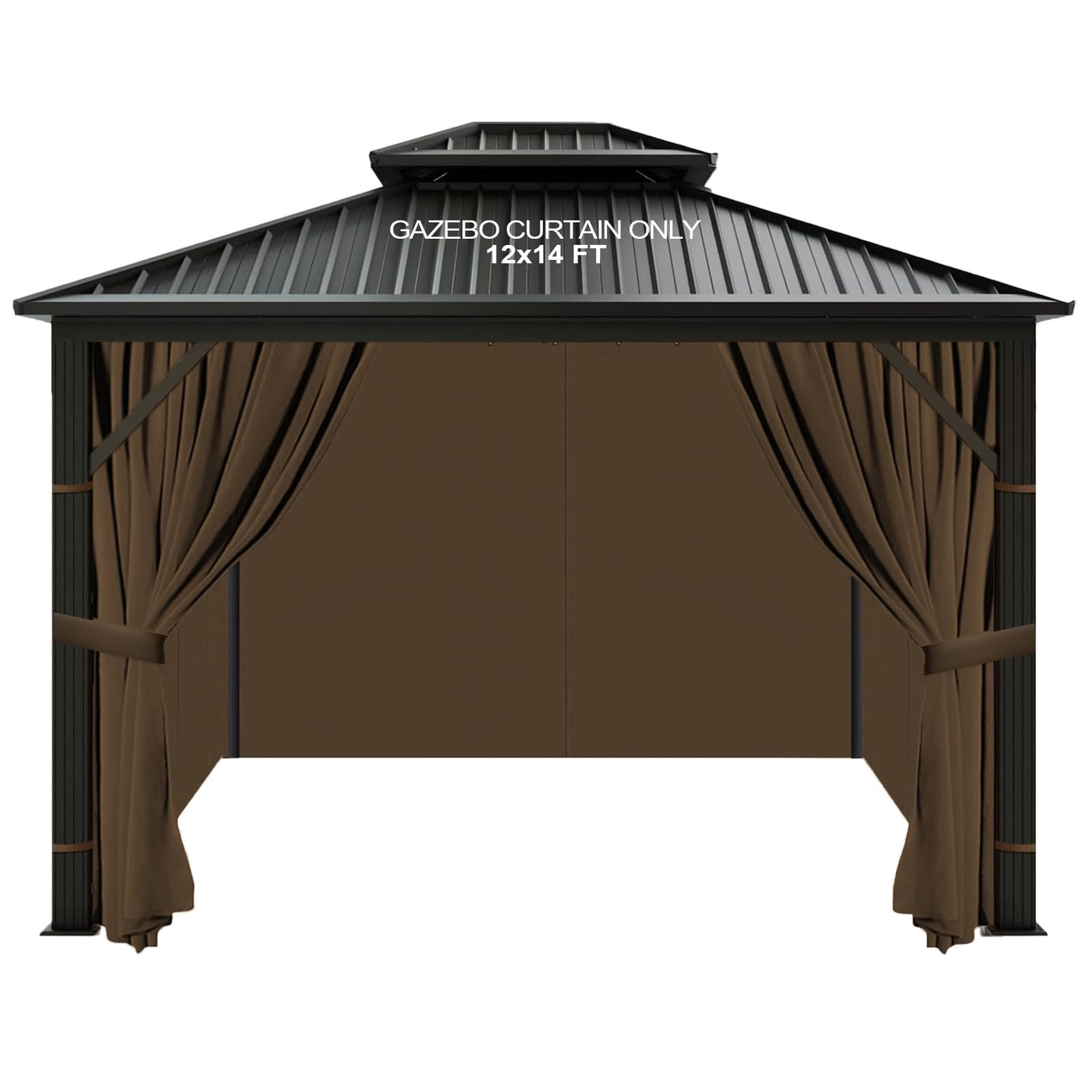 12×14 Gazebo Curtains Outdoor Waterproof Khaki 4-Panel Set Universal