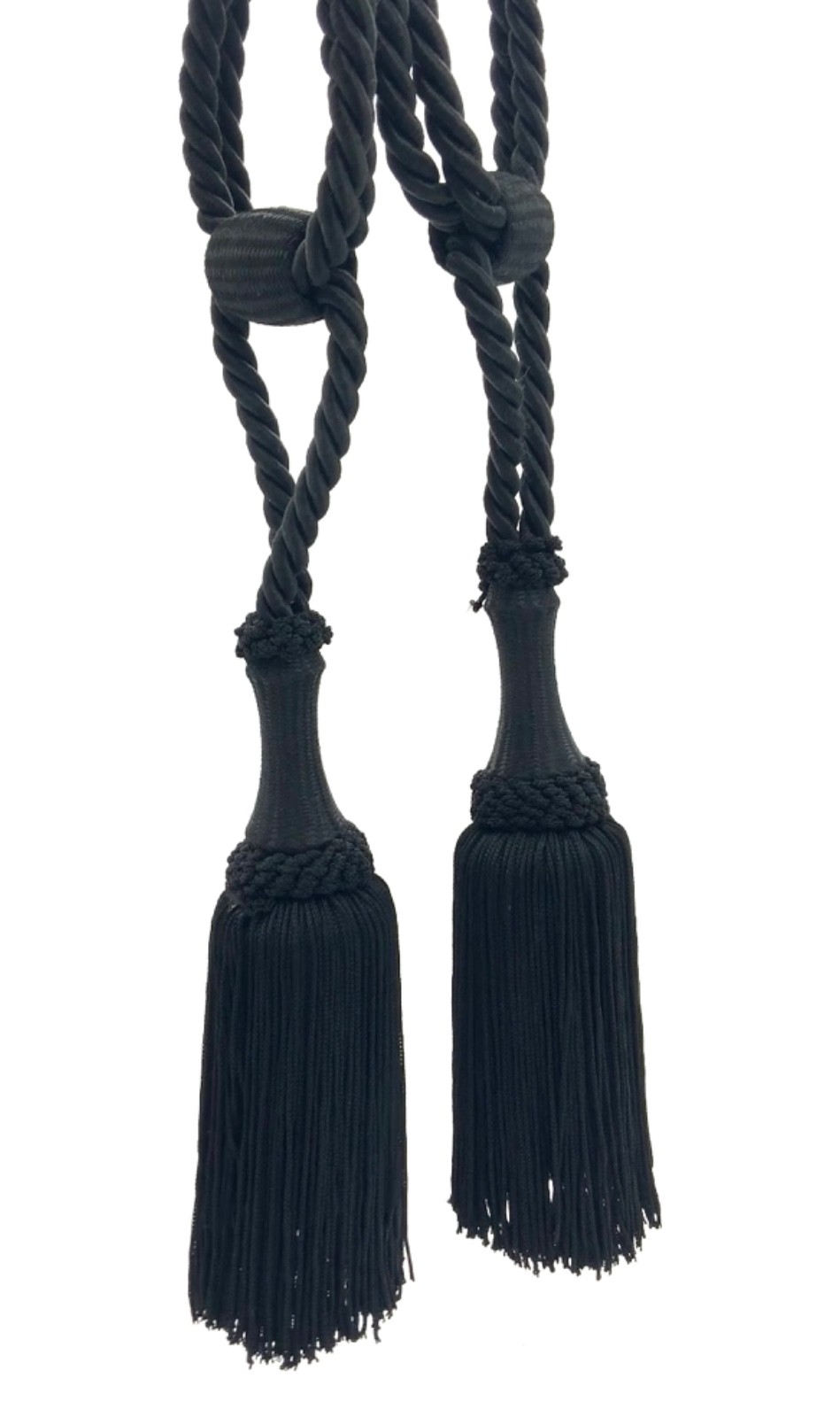 DÉCOPRO Black Tassel Tieback, Adjustable Cord Length, Color# K9 [Set of 2]