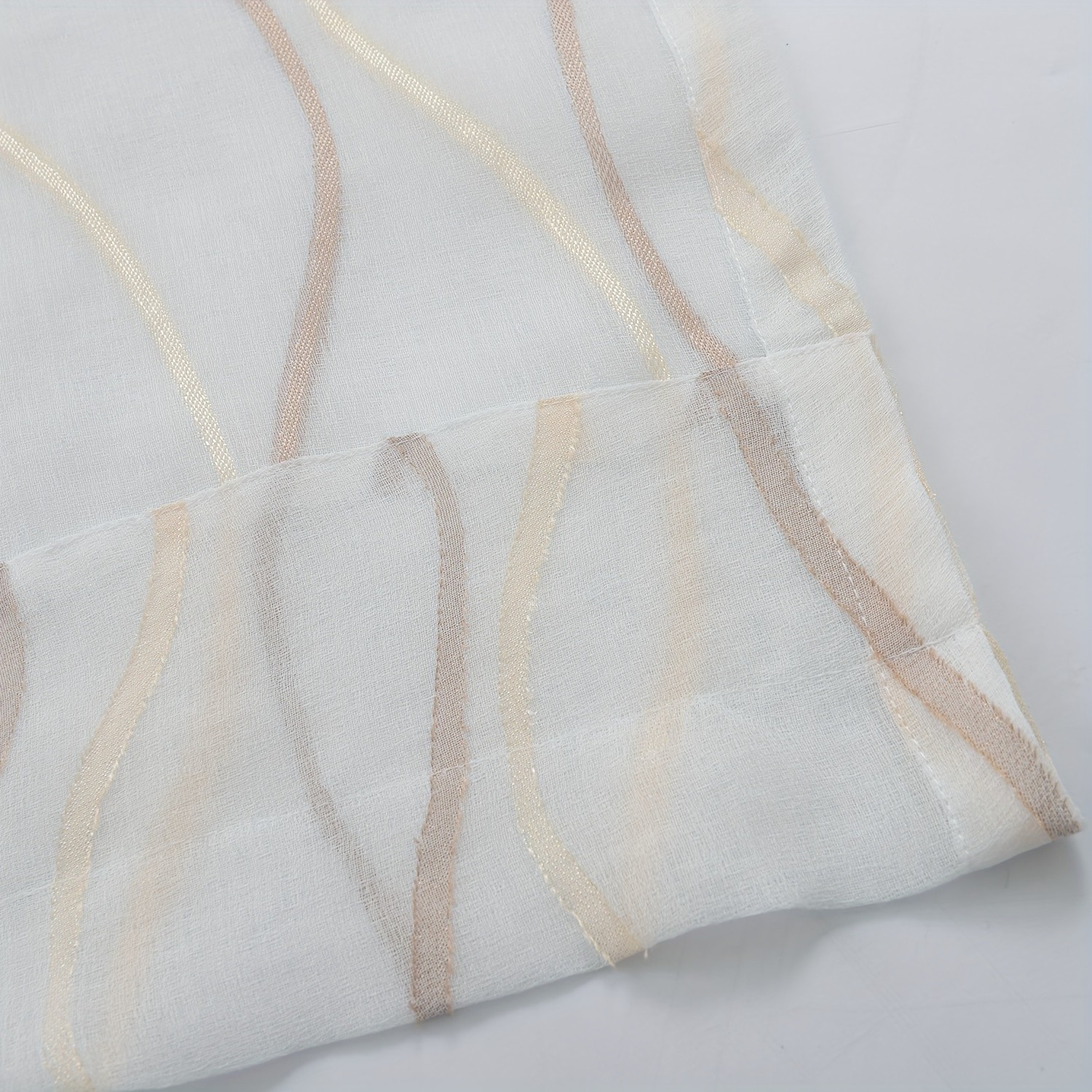 2 Panels Wave Pattern Rod Pocket light Filtering Sheer Voile Curtain, 52x84inch