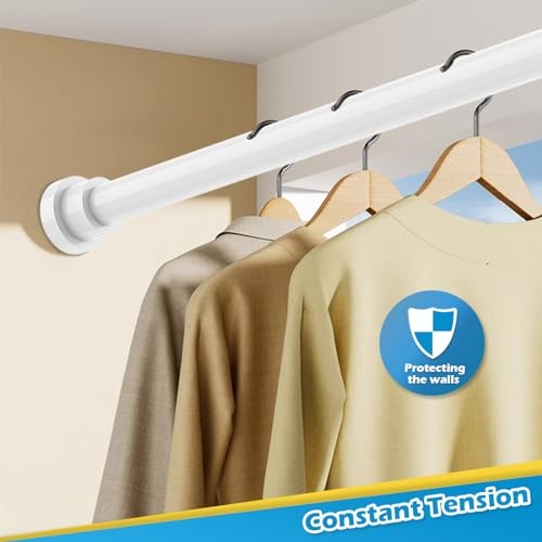 Spring Curtain Rod 33 to 56 Inch Adjustable Curtain Rod No 33-56″ White