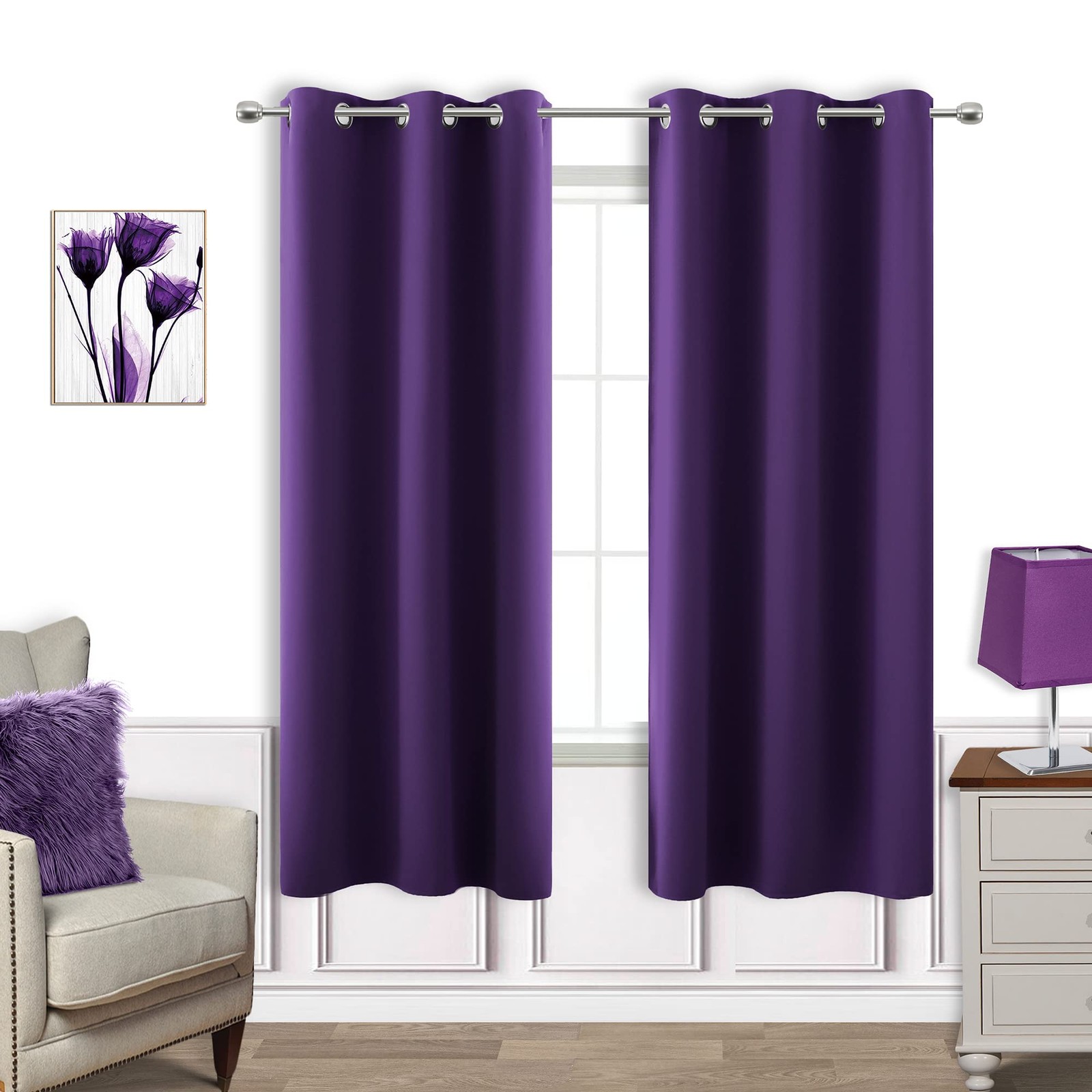 63 Inch Length Curtains 2 Panels Set,Blackout Room Darkening Thermal Pretty C…
