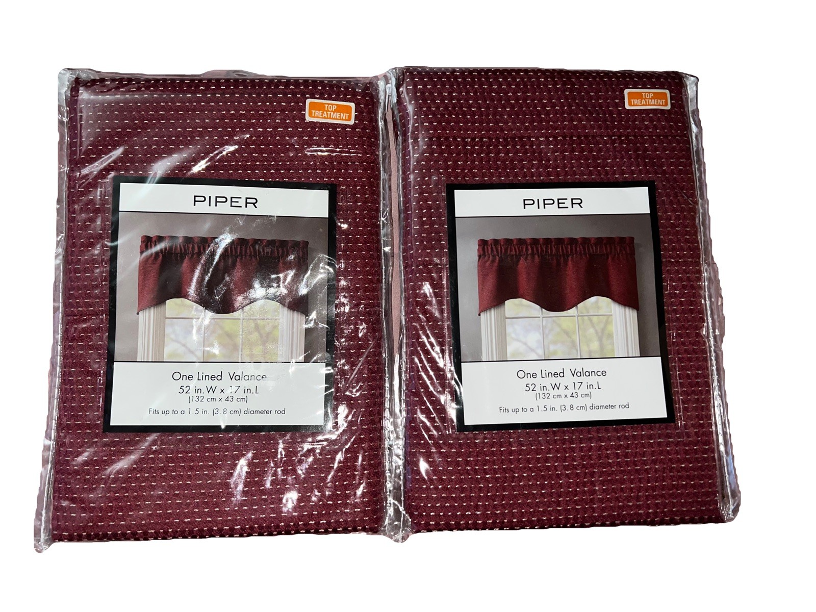 New Lined Valance 2 pack 52″ X 17″ Color-Berry RN18474