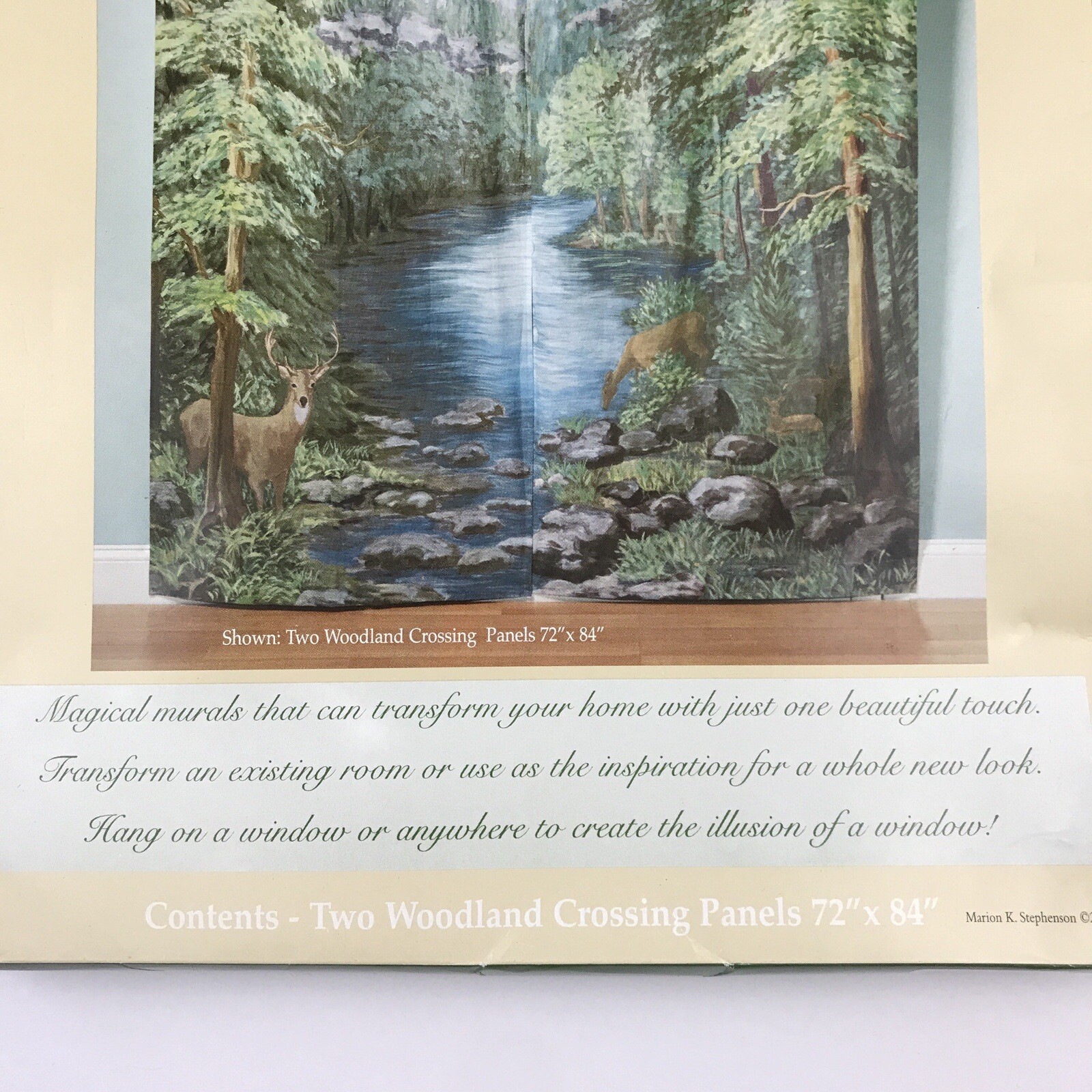 Forest Woods Deer Curtains 72″ x 84″ Woodland Crossing Window Art Stephenson