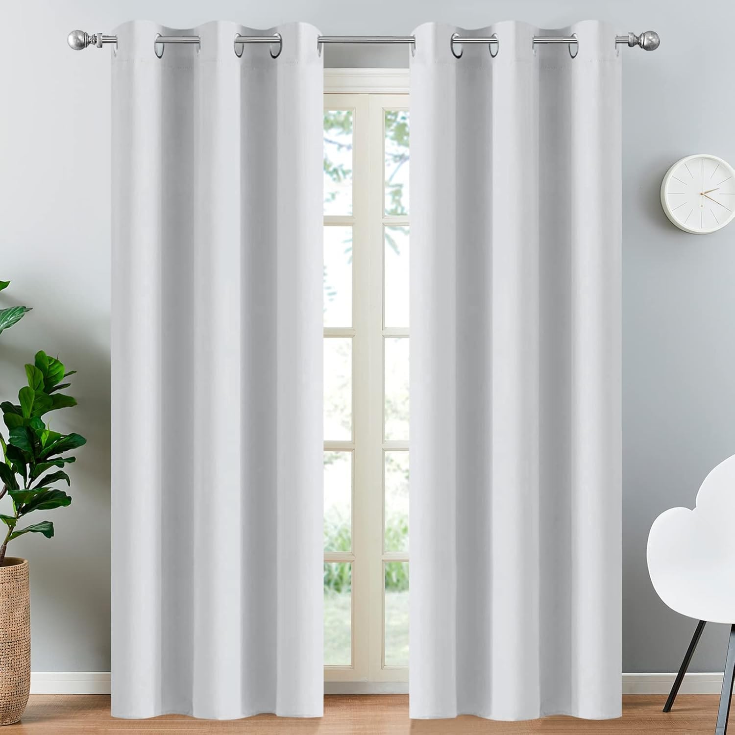 84-inch long blackout curtains for bedrooms (38Wx84L, grayish white,2 pieces