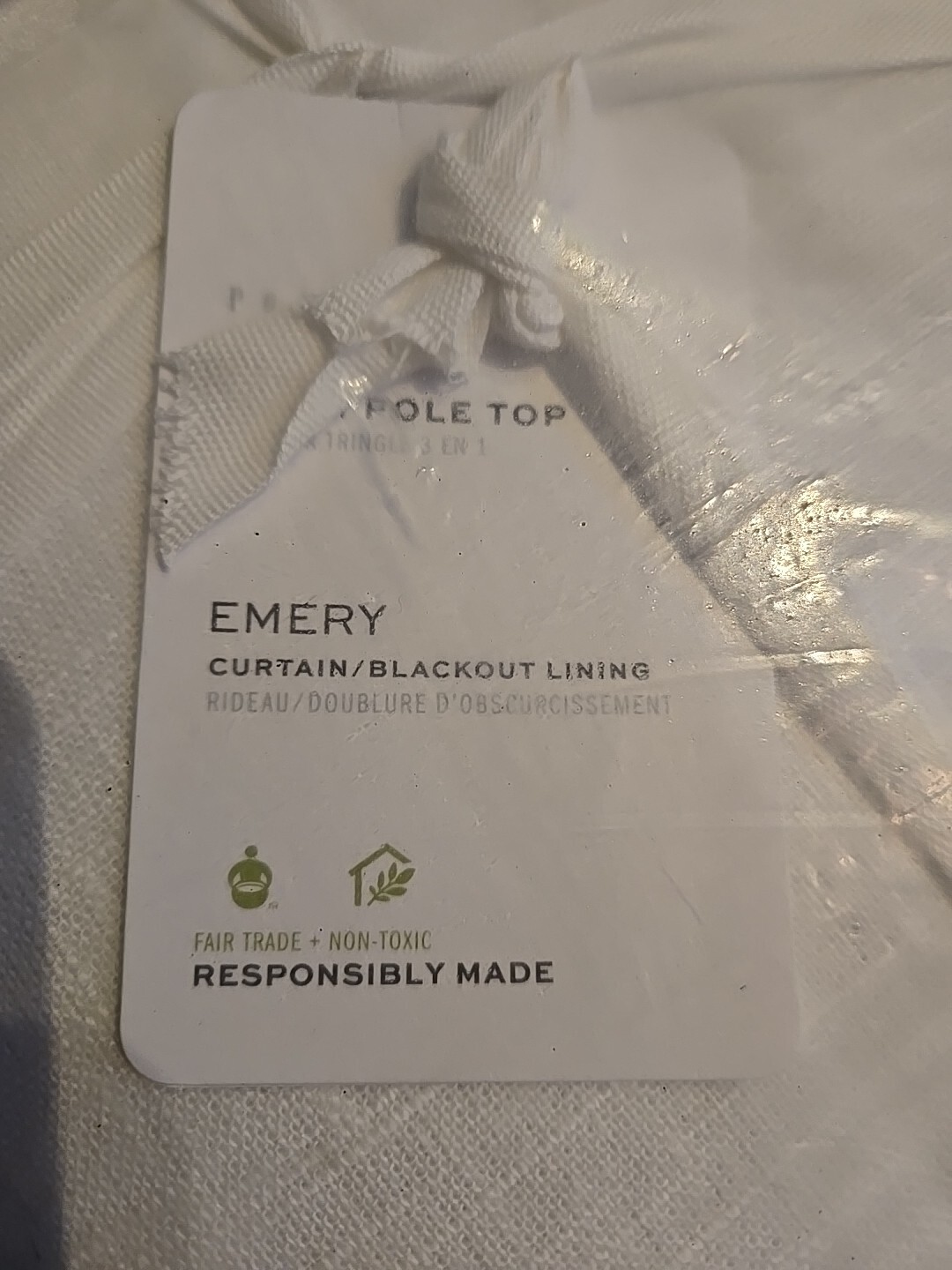 Pottery Barn Emery Linen Blackout Curtain In Ivory 50″x120″ 73% Linen/27% Cotton