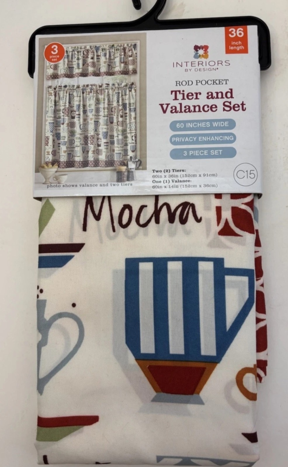 Interiors by Design Two Tiers and Valance Curtain Set Cafe Coffee (#EB6)