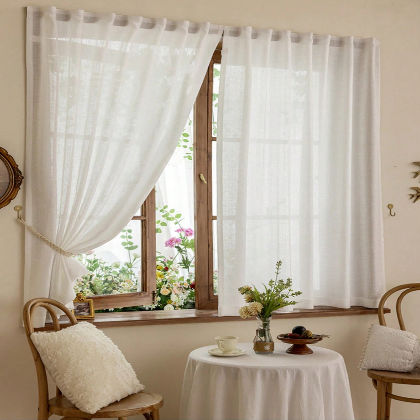 White Blackout Curtain Self Adhesive Window Shade for Bedroom Living Room