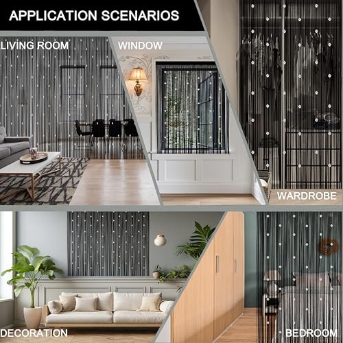 Beaded String Curtains for Doorways Boho Bedroom 39″W x 79″L (Pack of 1) Black