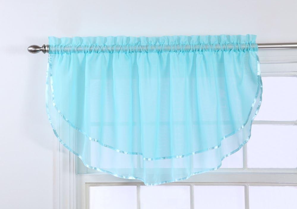 Stylemaster Elegance Sheer Voile Ascot Valance, 60″ x 24”, Aqua