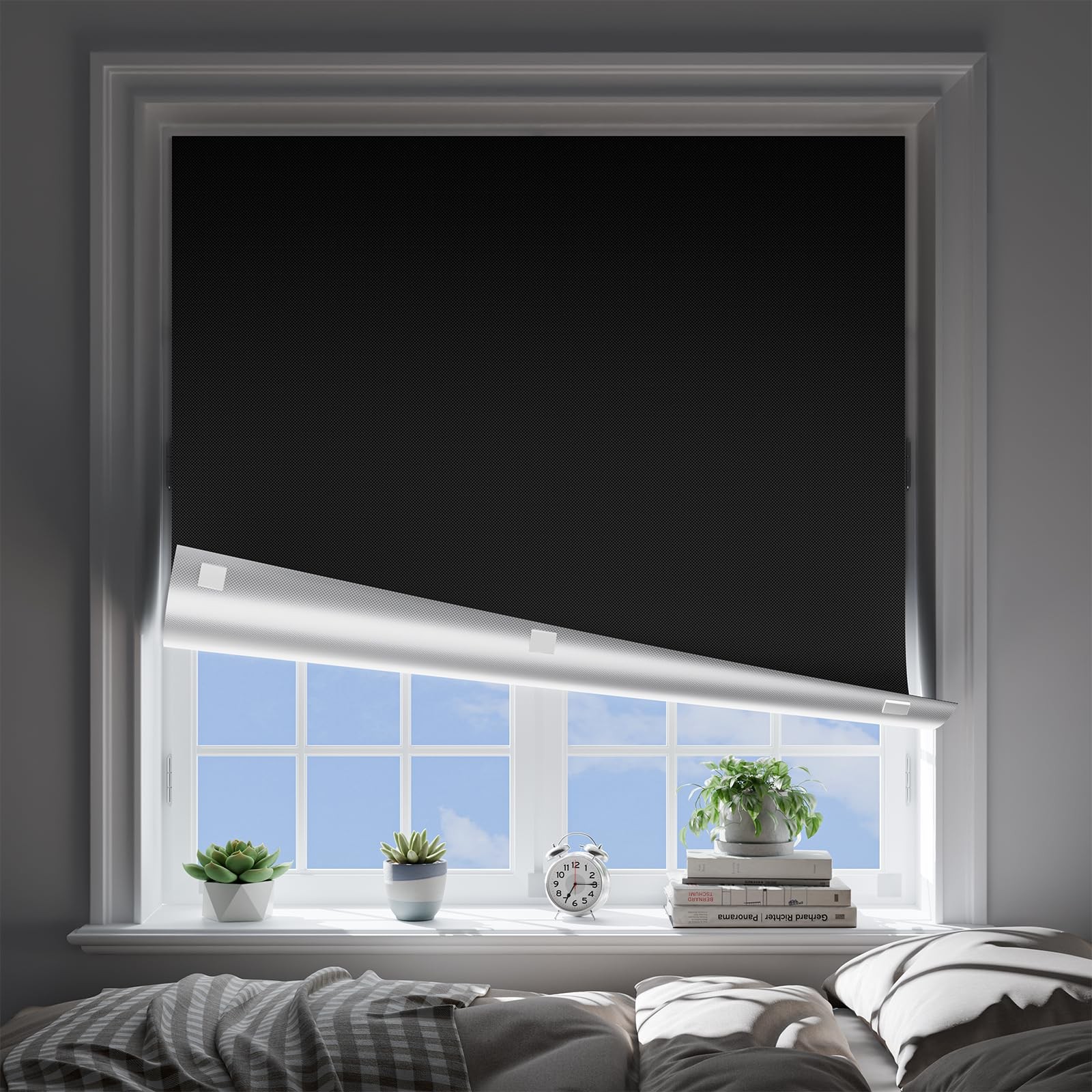 Blackout Blinds No Drill, 42″ x 60″ Cut to Size Blackout Window Cover, Portab…