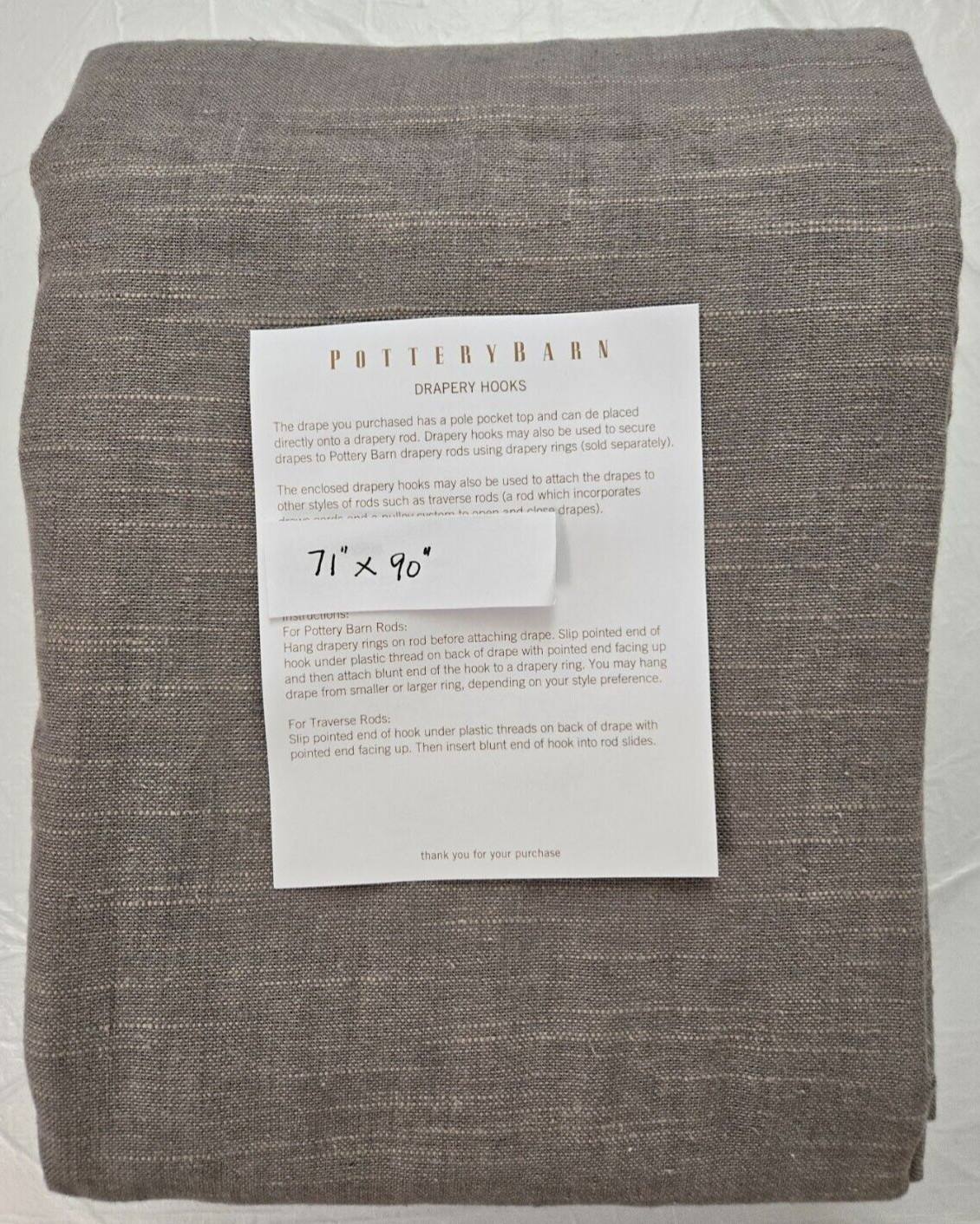Pottery Barn 3-in-1 Pole Top Custom Emery Linen 1-Curtain 71″ x 90″ Grey