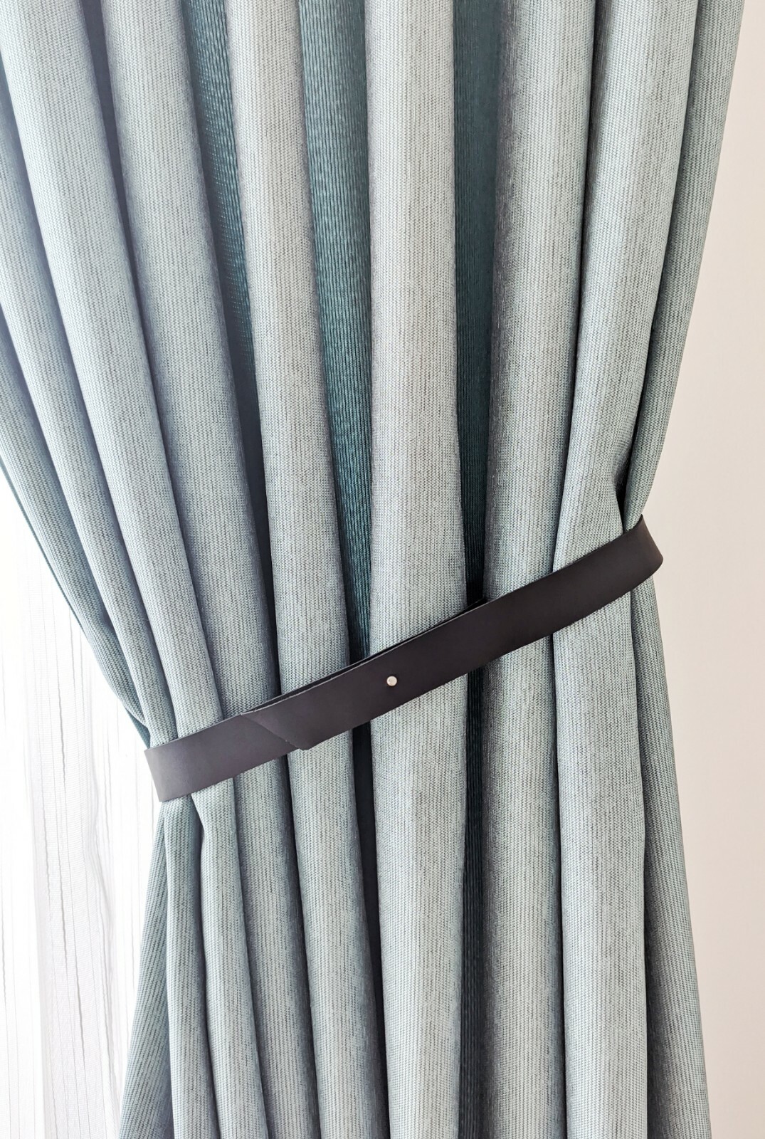 30cm Genuine Leather Curtain Tiebacks, Curtain Tie Backs, Black Curtain Tiebacks