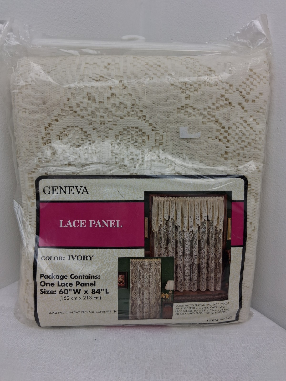 Vtg Geneva Lace Panel Ivory 60″ X 84″ New In Package Victorian Cottage Core