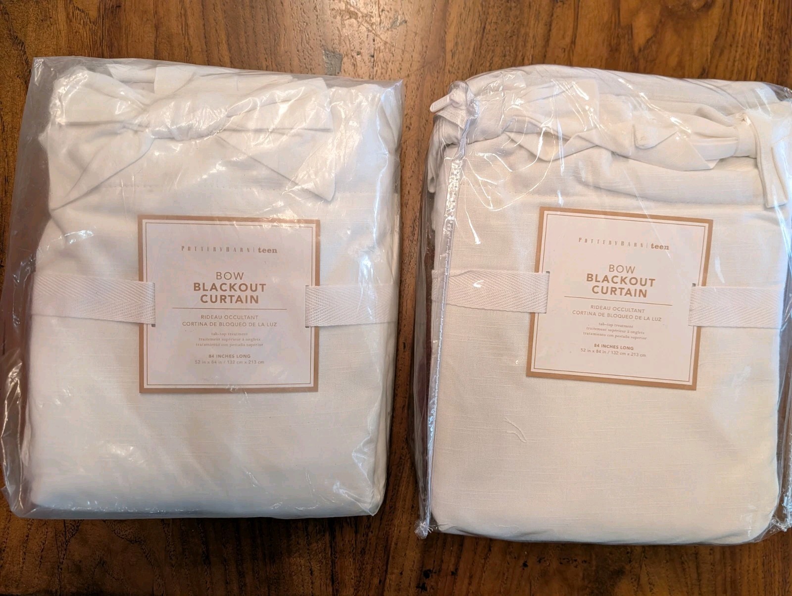 POTTERY BARN TEEN Set of 2 Bow Blackout Curtain Panels-White-52×84″-NWT