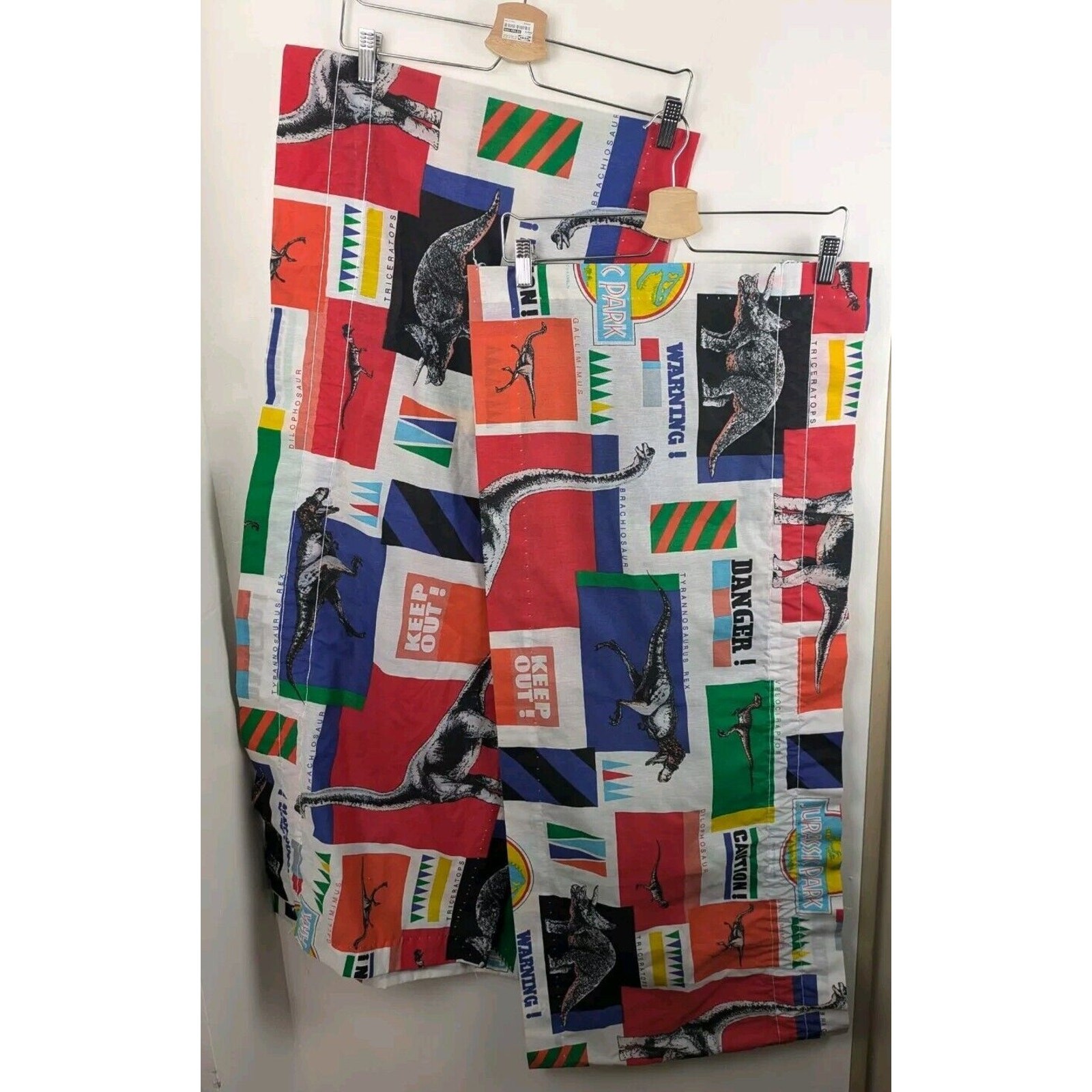 Vintage Jurassic Park Valance Window Toppers 84×17″ Set Of 2 Valances