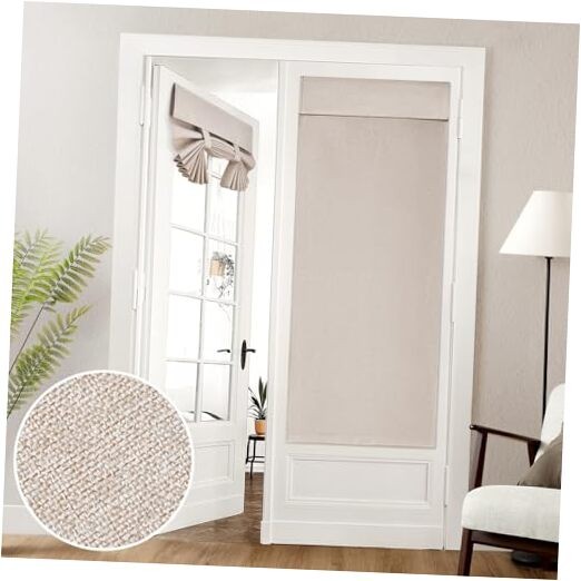 100% Linen Blackout French Door Curtains, 26″W x 68″L (Pack of 1) Natural