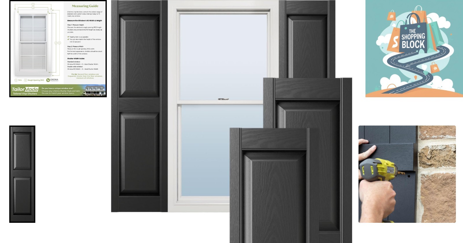 Lifetime Vinyl Raised Panel Shutters, 14.75″W x 67″H, Black, Pair