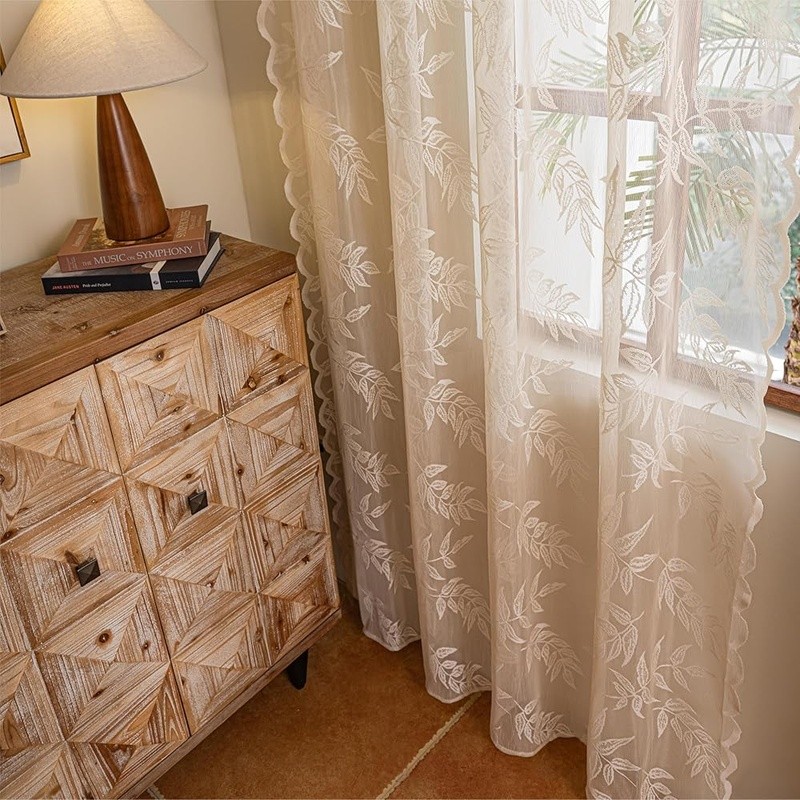 Lace Curtains Sheer Vintage Style Rod Pocket Home Decor Privacy Panels 2 Pack US