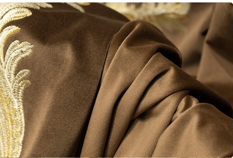 Custom American Vintage Brown Velvet Embroidery cloth curtain tulle drape C2140