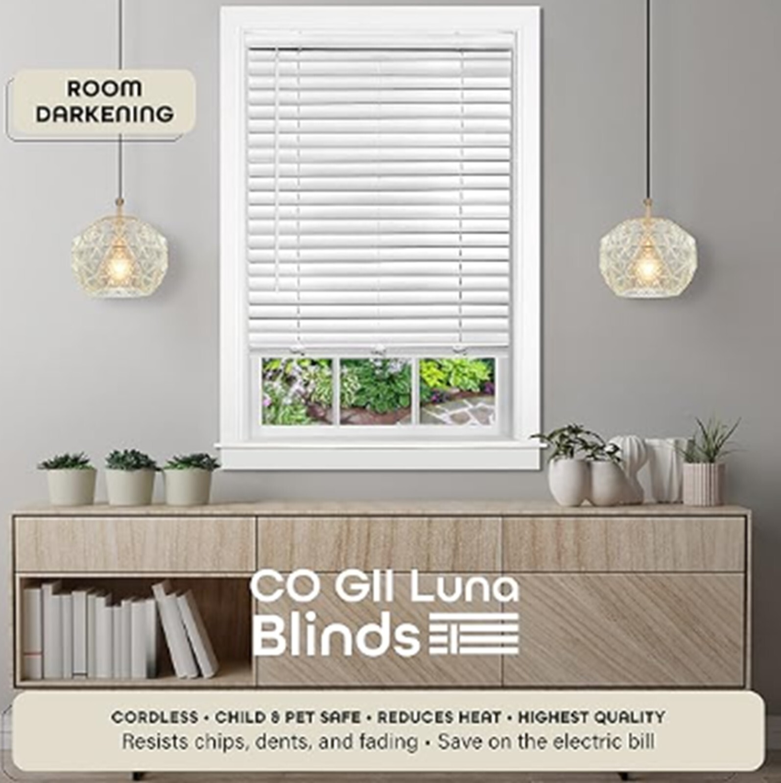 Cordless Room Darkening Venetian Blind – 33 Inch Width, 64 Inch Length, 2 Vin…