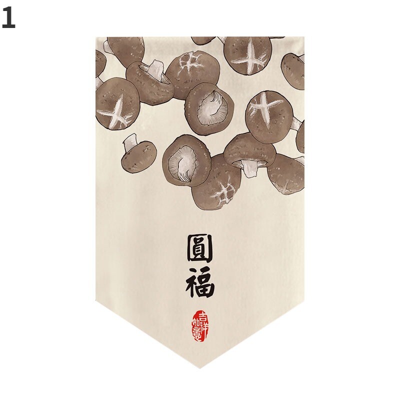 1X Chinese Noren Curtain Food Pattern Kitchen Door Short Drape Home DIY Decors