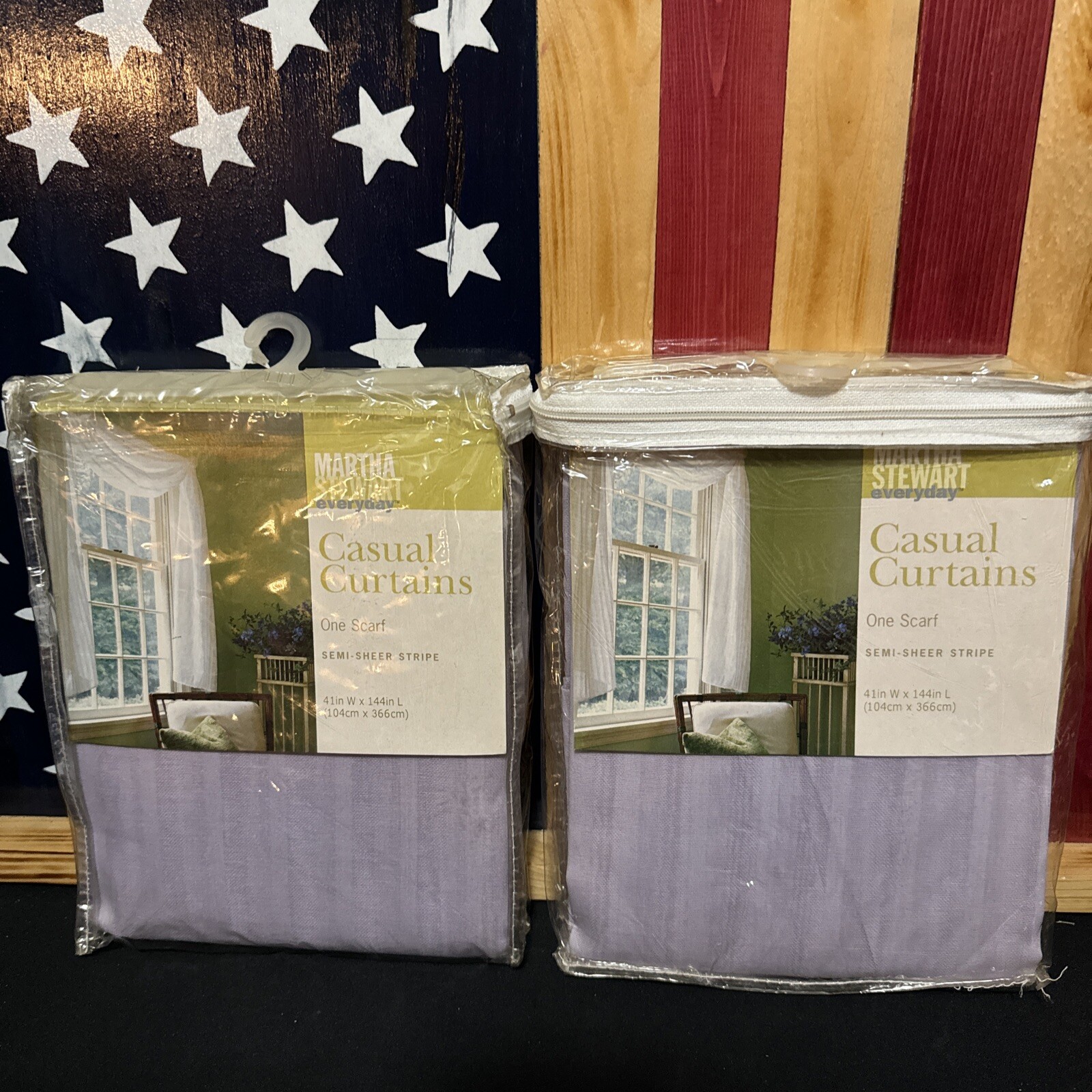 MARTHA STEWART CASUAL CURTAINS TAB TOP PANEL SEMI SHEER STRIPE 41″ W X 144″ L