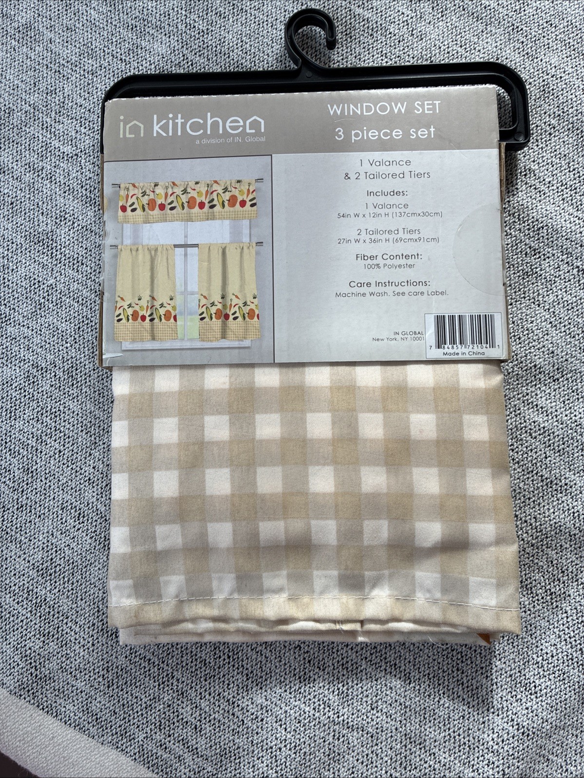 IN Kitchen Brand Veggie Harvest 3- Piece Window Set-Valance & 2 Tailored Panels