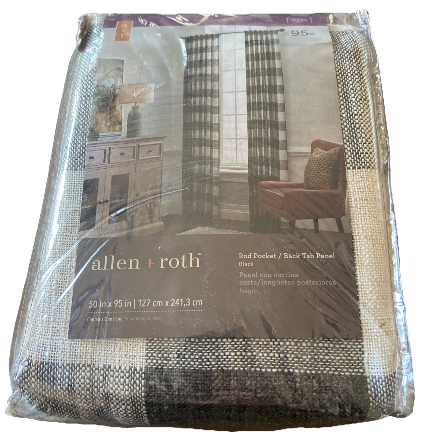 allen + roth 95” Black Light Filtering Back Tab Single Panel Item #3728120 {C5}