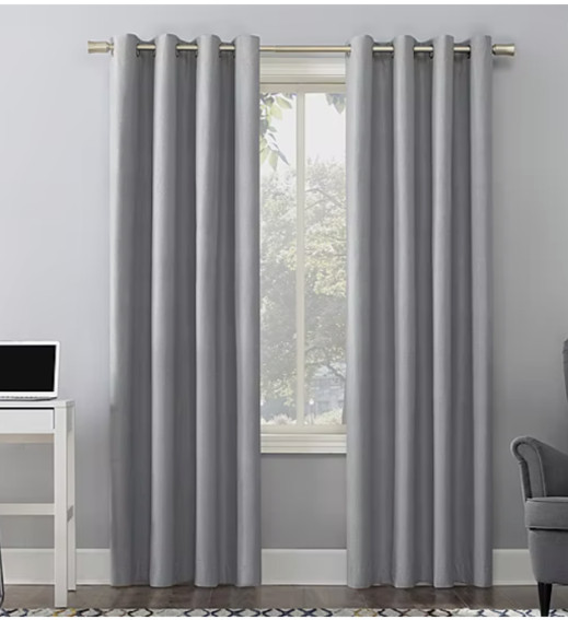 Sun Zero Duran Blackout Grommet Top Single Curtain Panel Gray 50in x 84in L