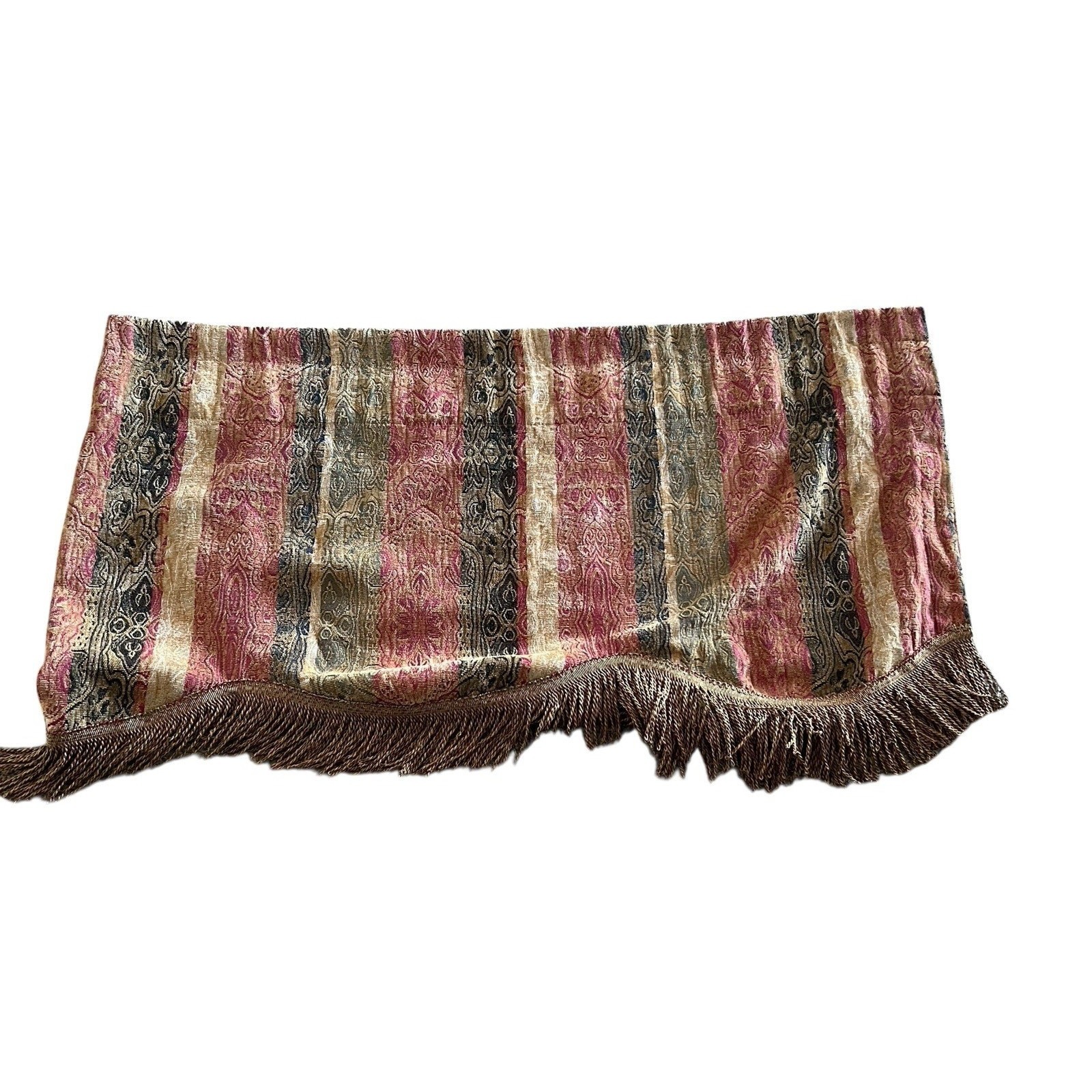 JCPenney Home Collection Brocade Tapestry Lined Ikat Fringe Valance 77″ x 22″