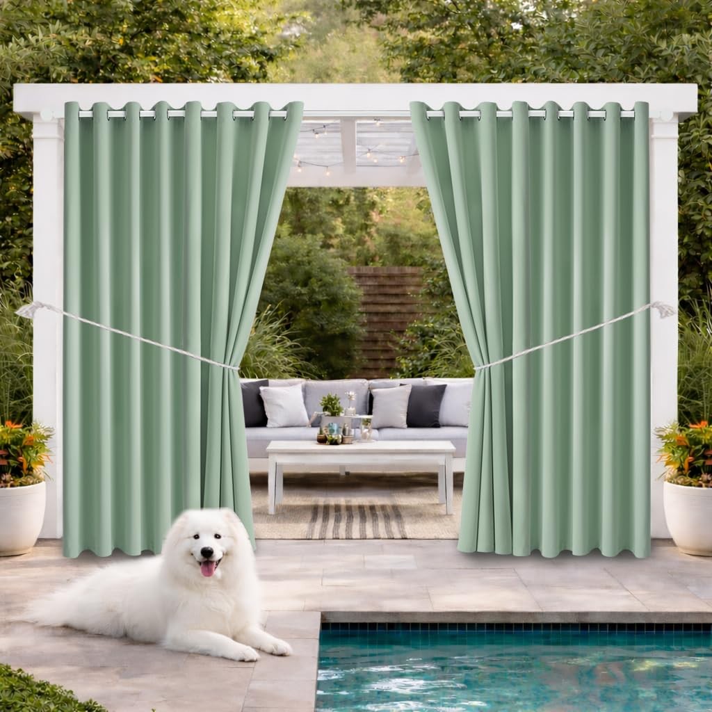 Waterproof Outdoor Curtain W105 x L108 – Grommet Top Sunlight Blocking Window…