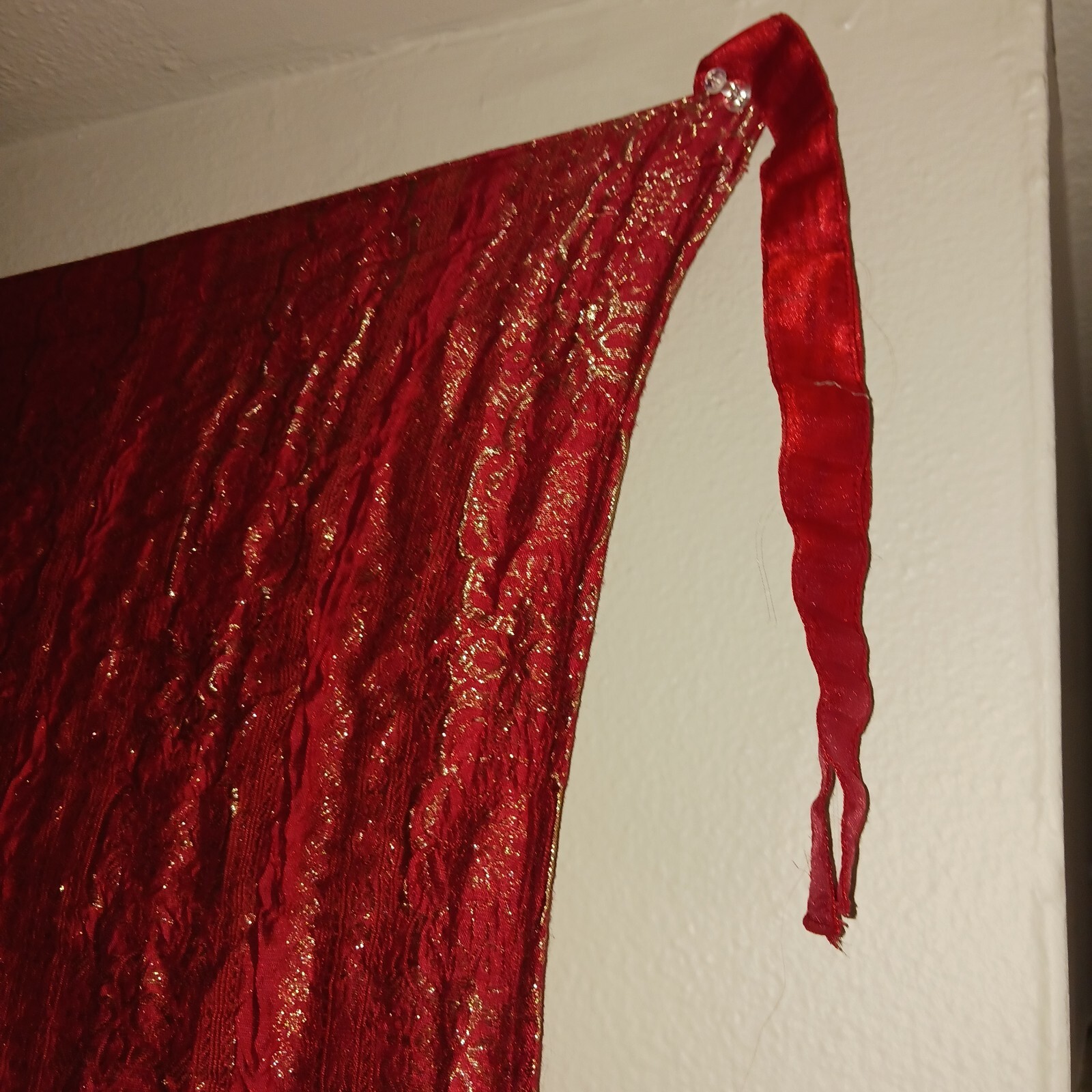 India Jacquard Trim Ceiling to Floor Window Coverings Red Set of 4 Panels