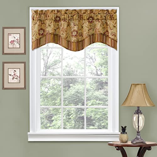 Traditions Navarra Farmhouse Scalloped Rod Pocket Valance for Windows in