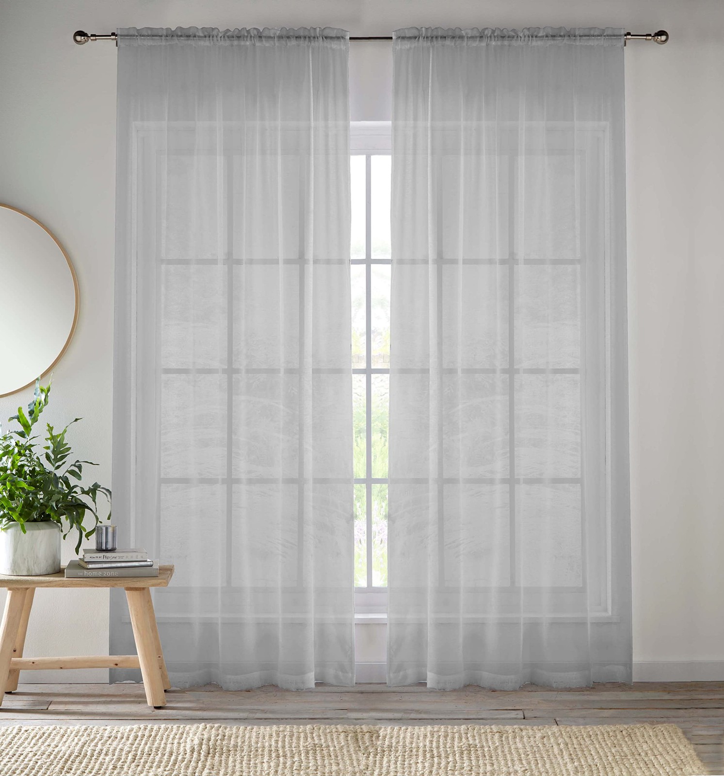Voile Curtains for Living Room, Plain, Woven, with Slits, 145 x 137 cm,…