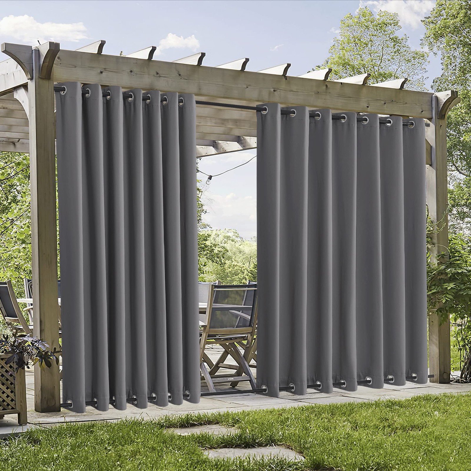 RYB HOME 2 Panels Outdoor Curtains Weighted Windproof Curtains Blackout Water…