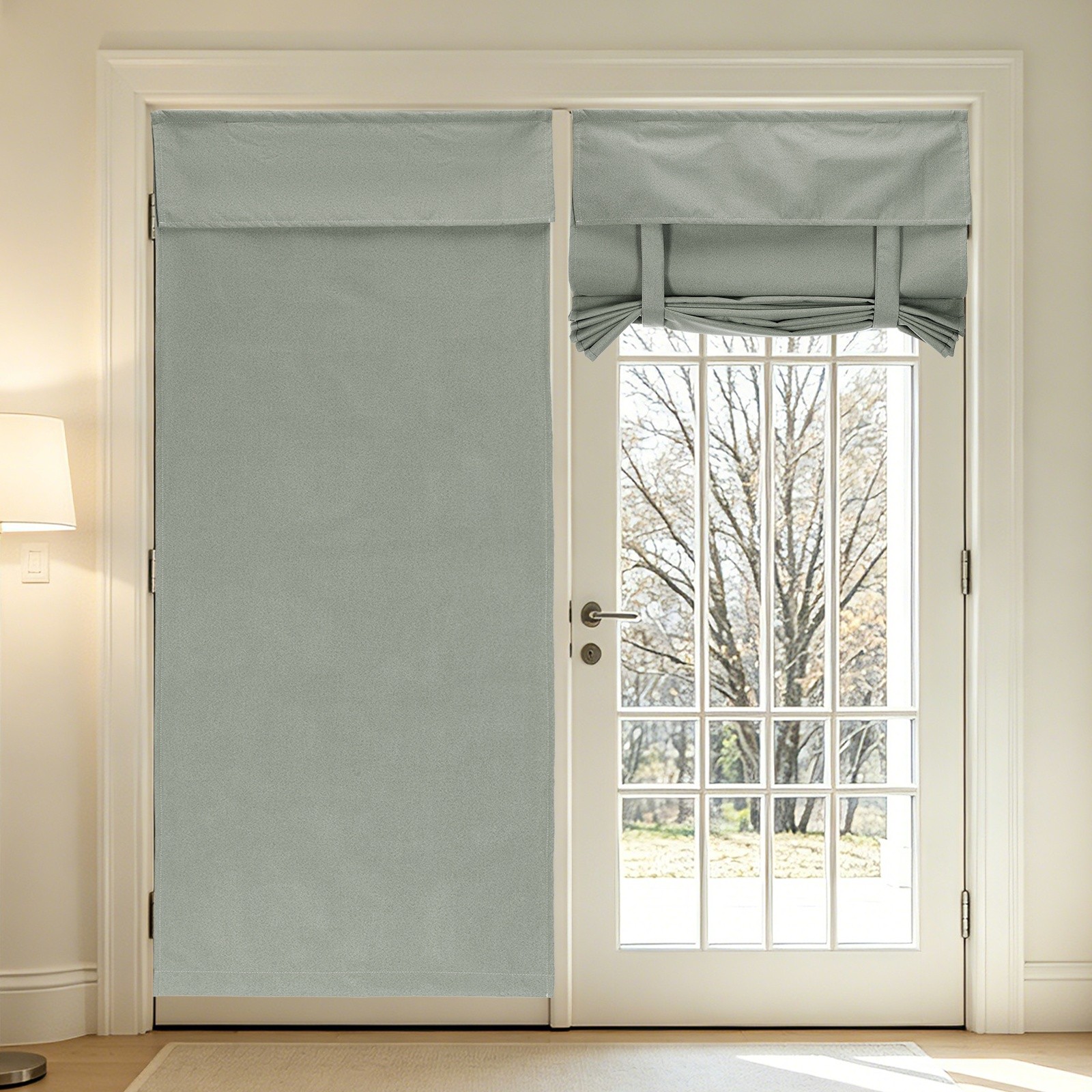 1PC 100% Blackout Side Door Curtains, 26″ x 72″ Linen French Door Curtain, Gray