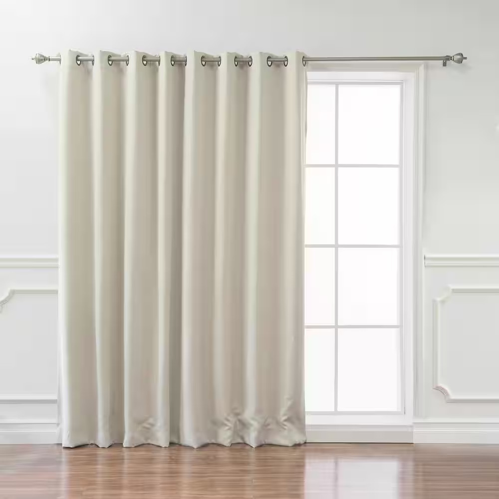 Biscuit Polyester Solid 100 In. W X 84 In. L Grommet Blackout Curtain