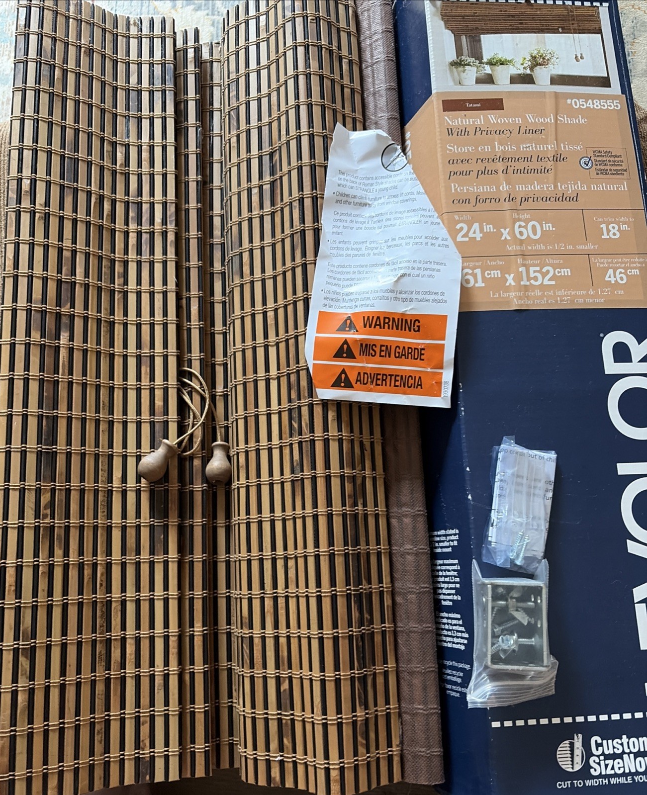 Levolor Shade woven Wood With Privacy Liner 0548555 24” X 60” Open Box