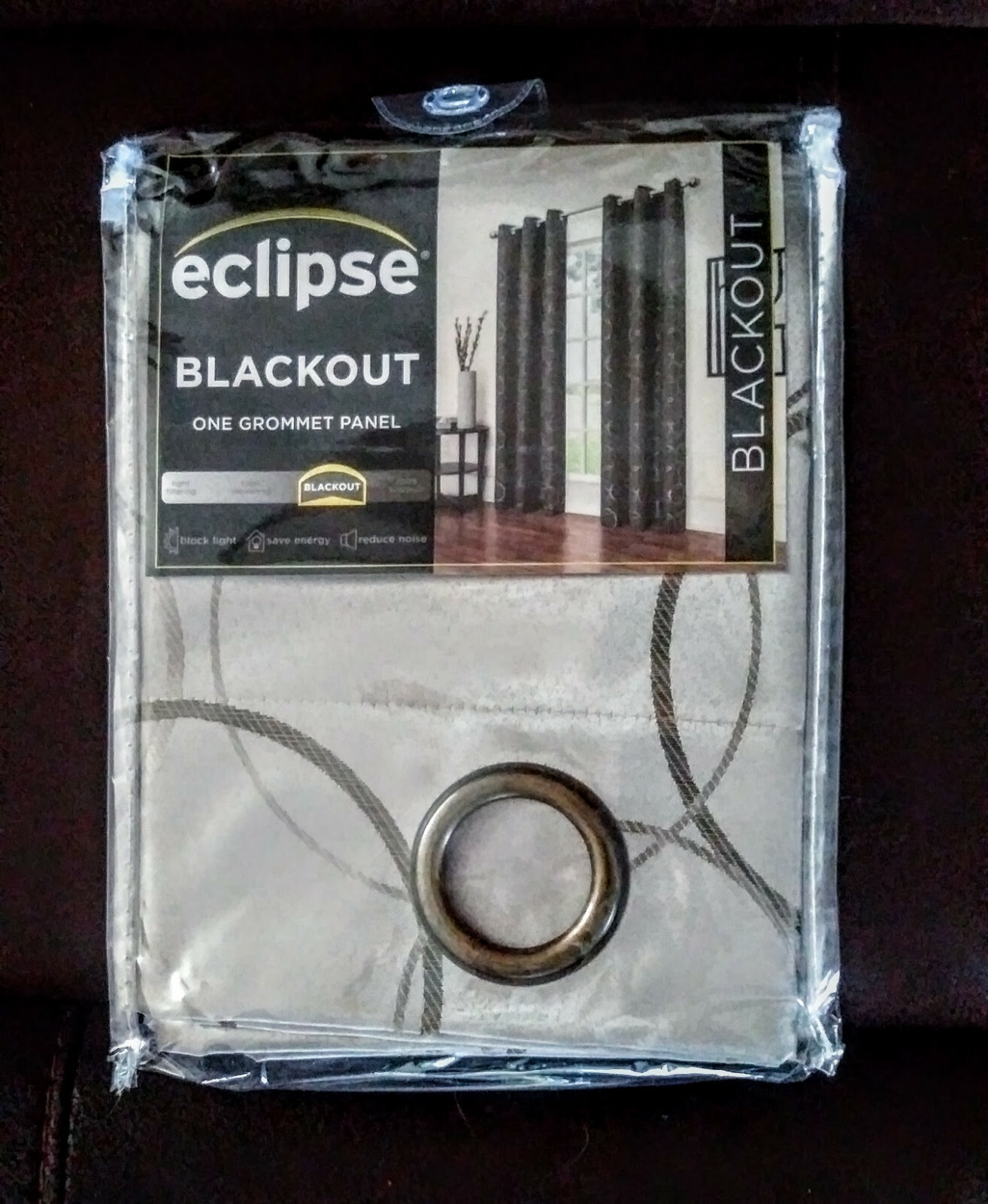 Taupe Tan Brown Eclipse Circles Blackout Curtain Linen 42 x 108