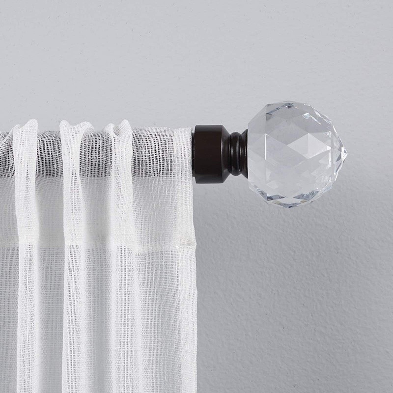 Crystal Ball Curtain Rod Set Adjustable 36-72in Metal Rod Acrylic Finials New