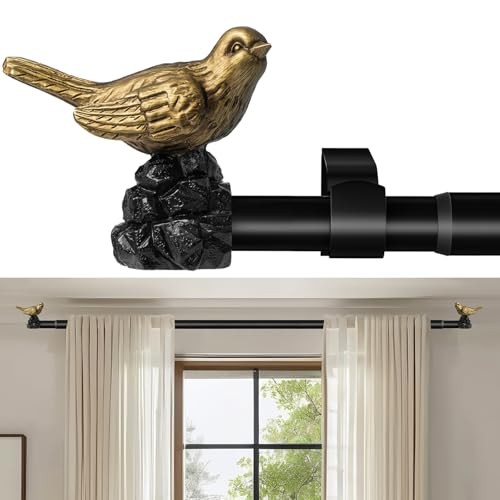 Vintage Black Curtain Rod 18 to 45 Inches Curtain Rods for 18″-45″ Vintage Gold