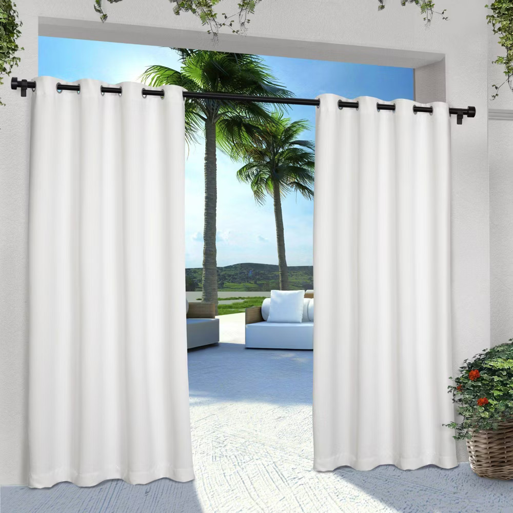 Set of 2 (120″x54″) Outdoor Solid Cabana Grommet Top Light Filtering Curtain