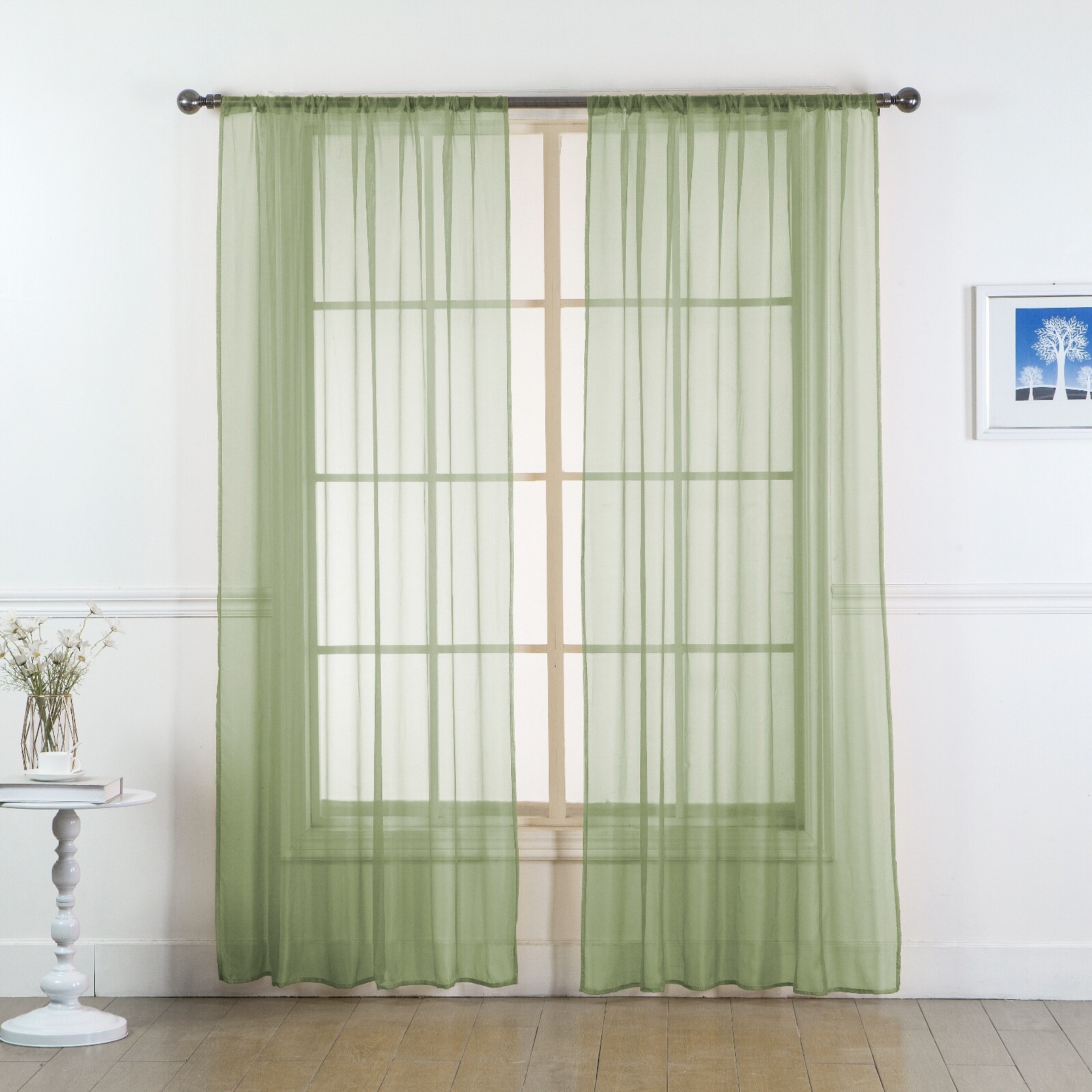 Set of (Two) 2 Sheer Curtain Panels – Window Panels in Many Sizes and Colors