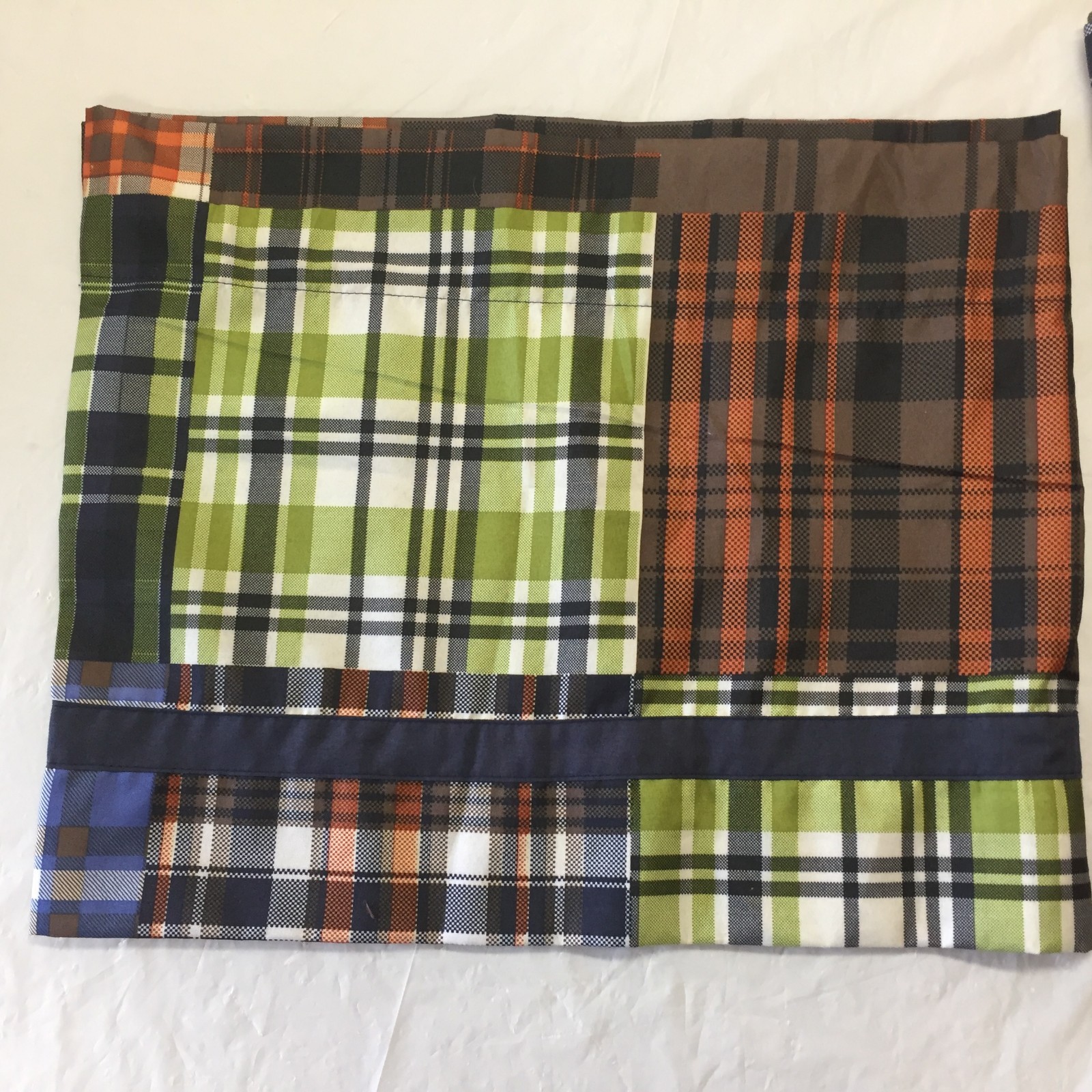 Victoria Classics Matching PLAID Checked VALANCES Blue Brown Orange Green 14×70