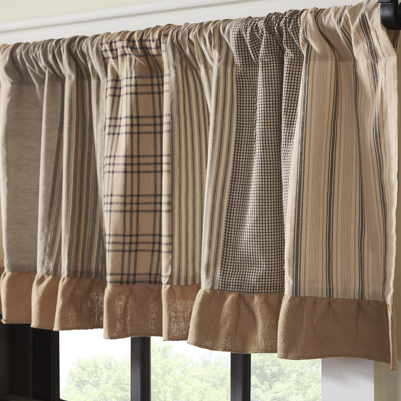 Farmhouse 19″x72″ Valance Grey Rod Pocket Kitchen Window Curtains VHC Brands